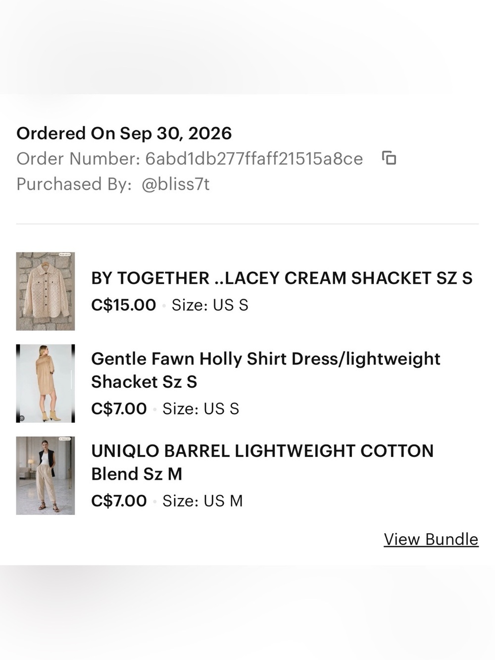 Bundle of two order for bliss7t